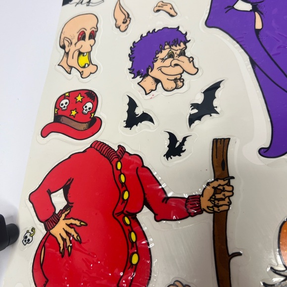 VTG 1996 Prismatix Halloween Vinyl Window  Clings Owl Bat Scarecrow Pumpkin Cats - Picture 9 of 11
